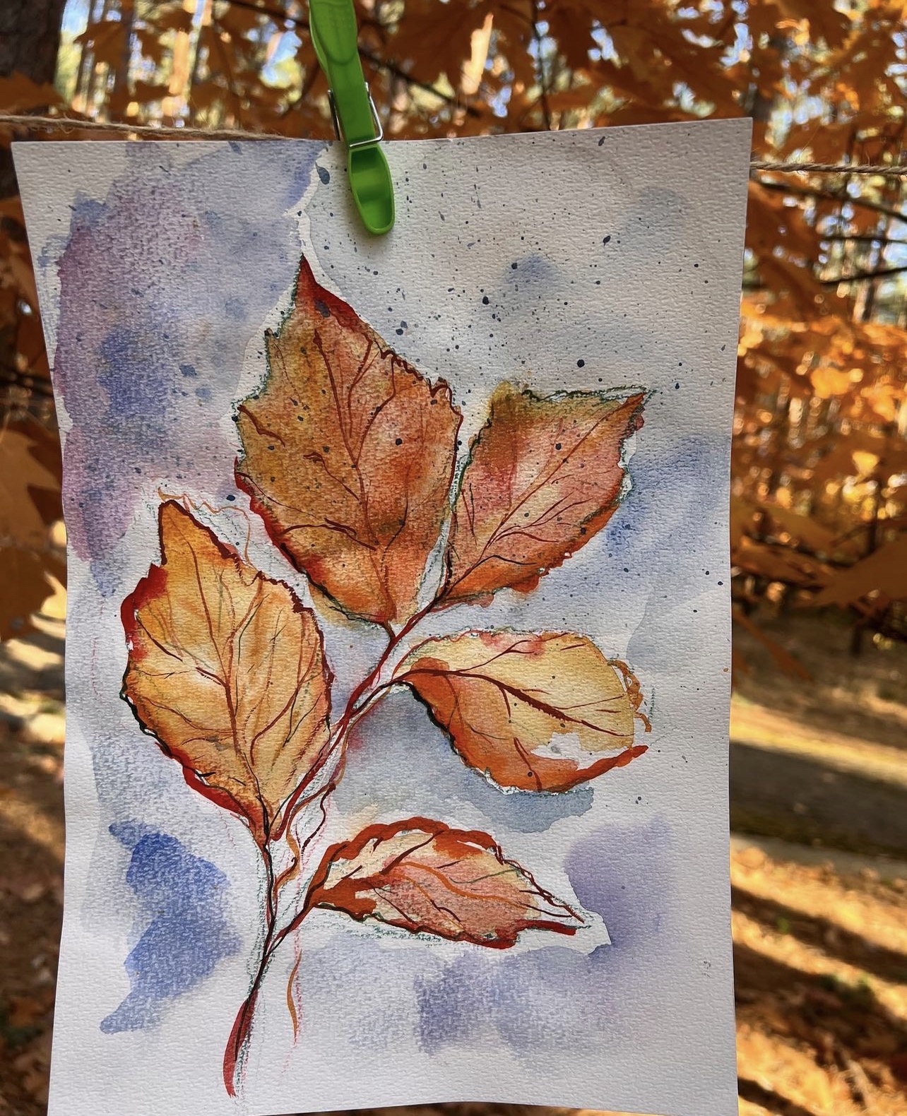 Whisper of Autumn Leaves — original watercolour by Marina Stognieva